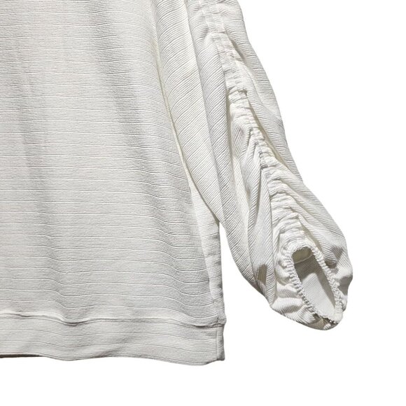 Simply Vera Vera Wang Womens White Ruched Sleeve Top Sweater Crewneck Size Large - Picture 5 of 9
